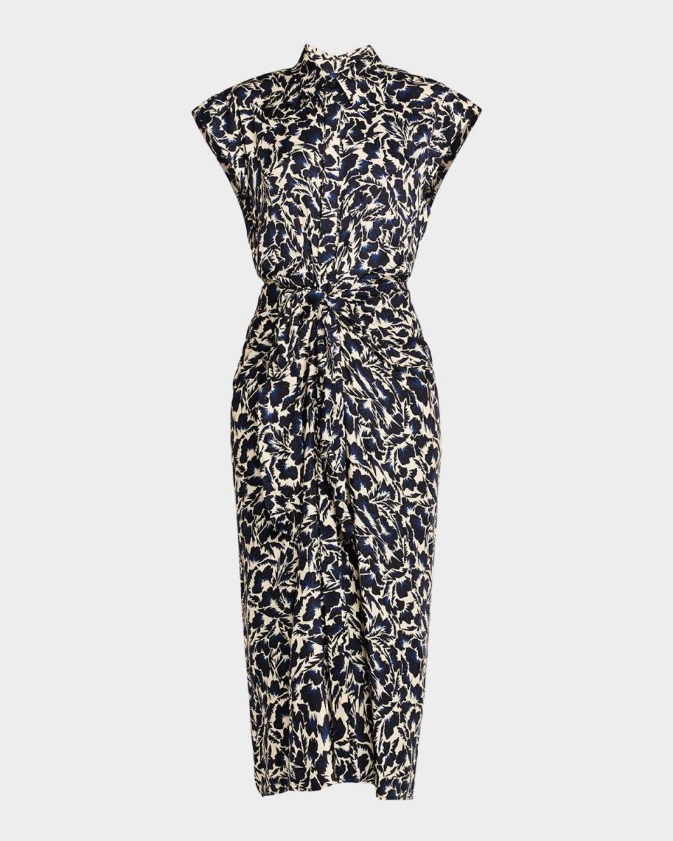 Emilia Draped Satin Shirtdress